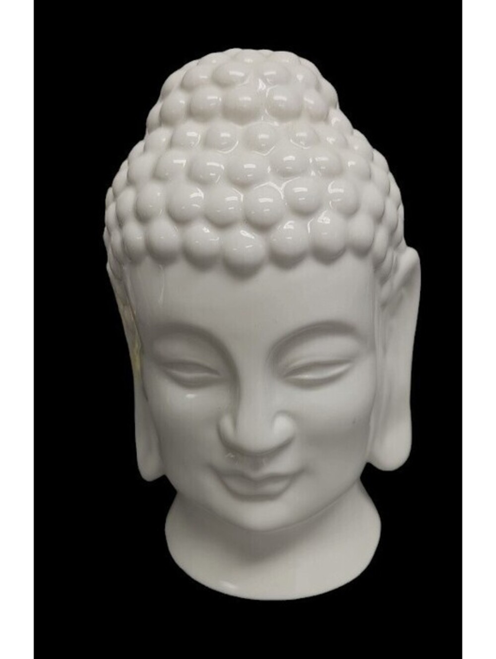 Buddha Head Night Light 7.25” Solid White Ceramic Electric Nightstand Table Lamp